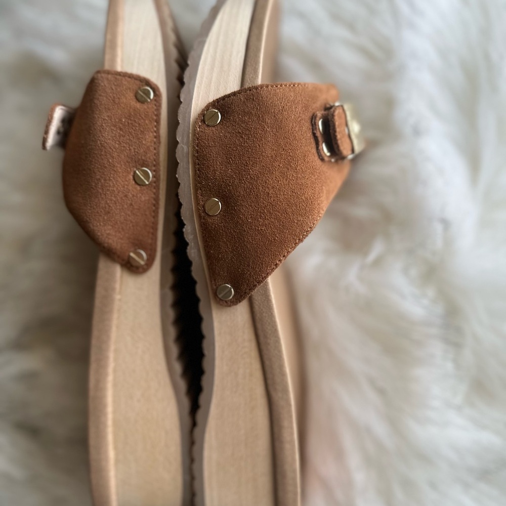 Dr. Scholl's Tan Suede Buckle Sandals - Picture 6 of 14